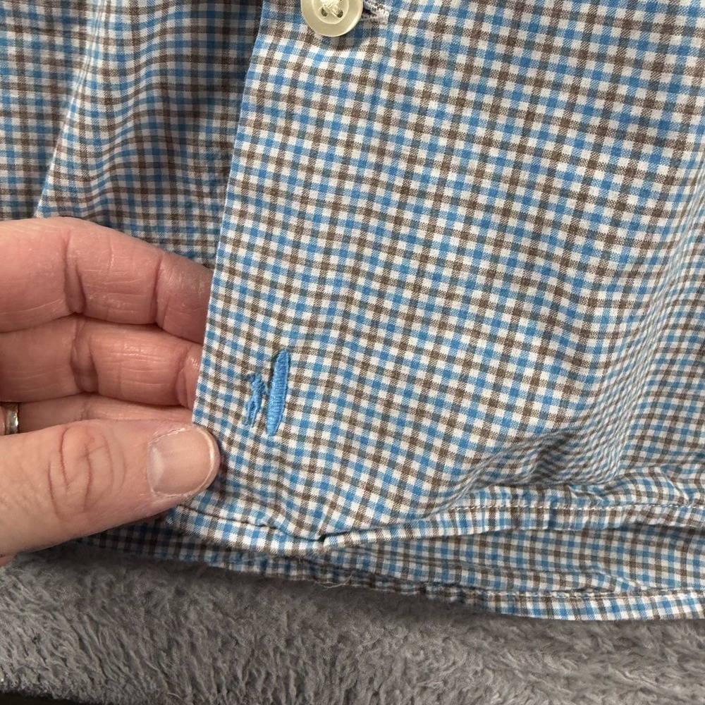 Johnnie-O Shirt Gingham Check Casual Button Down Long Sleeve Mens XL Blue - Picture 8 of 9